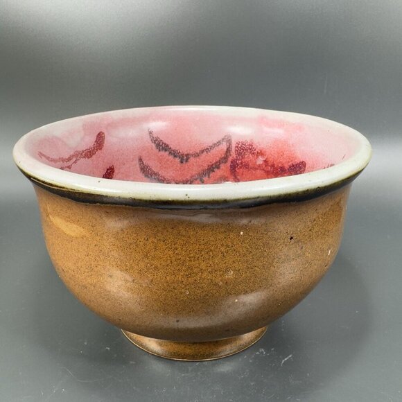 Vintage 1980s Hand Made Stoneware Pottery Footed Dish Bowl Artist Signed Heavy - Picture 11 of 16